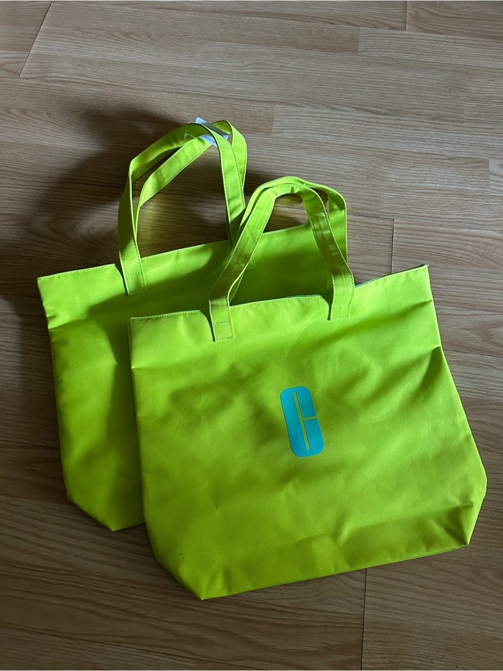 NEW Clinique Bright Lime Green Logo Two Tote Bags